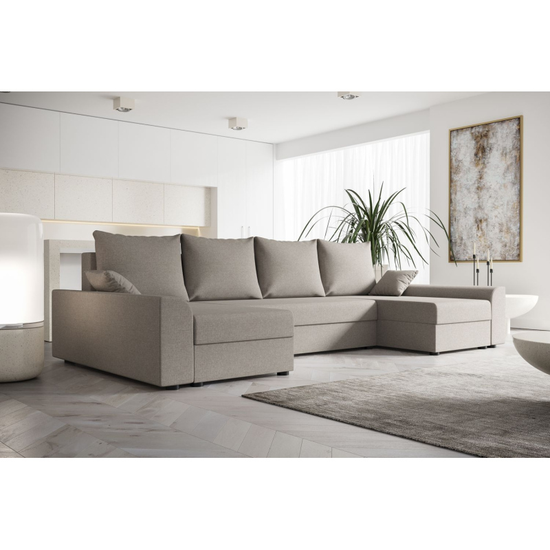 Elegante U-Form Couchgarnitur DAGMAR – hellgrau