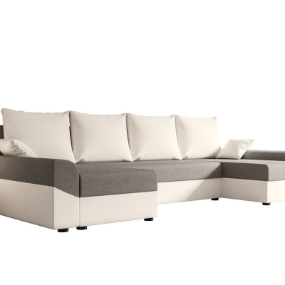 Elegante U-Form Couchgarnitur DAGMAR – hellgrau / beige