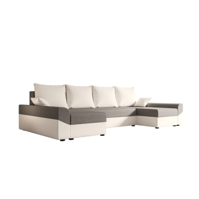 Elegante U-Form Couchgarnitur DAGMAR – hellgrau / beige