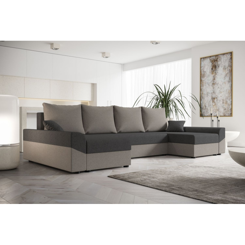 Elegante U-Form Couchgarnitur DAGMAR – hellgrau / grau