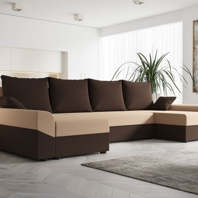 Elegante U-Form Couchgarnitur DAGMAR – dunkelbraun / braun