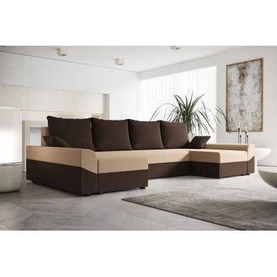 Elegante U-Form Couchgarnitur DAGMAR – dunkelbraun / braun