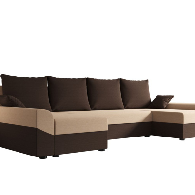 Elegante U-Form Couchgarnitur DAGMAR – dunkelbraun / braun