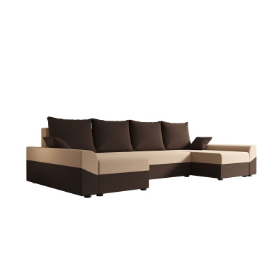 Elegante U-Form Couchgarnitur DAGMAR – dunkelbraun / braun