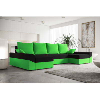 Elegante U-Form Couchgarnitur DAGMAR – grün / schwarz