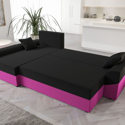 Elegantes Ecksofa DAGMAR – rosa / schwarz