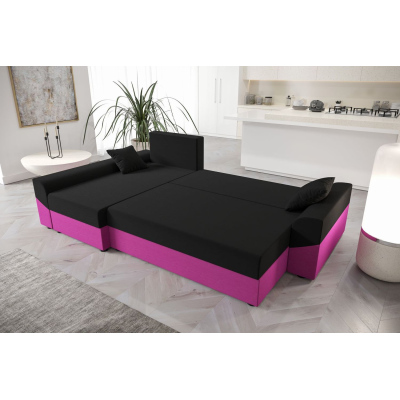 Elegantes Ecksofa DAGMAR – rosa / schwarz