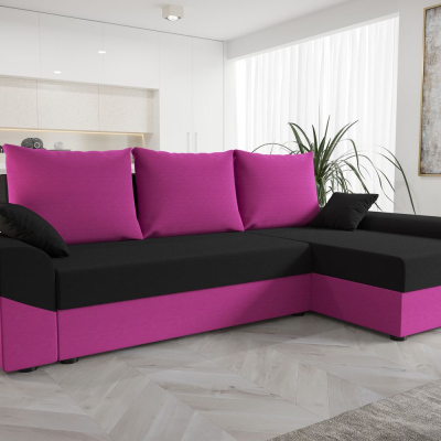 Elegantes Ecksofa DAGMAR – rosa / schwarz