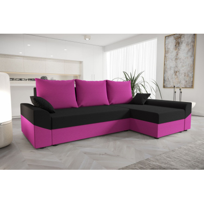 Elegantes Ecksofa DAGMAR – rosa / schwarz