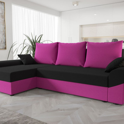 Elegantes Ecksofa DAGMAR – rosa / schwarz