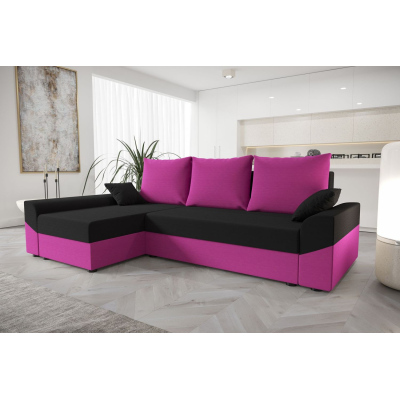 Elegantes Ecksofa DAGMAR – rosa / schwarz