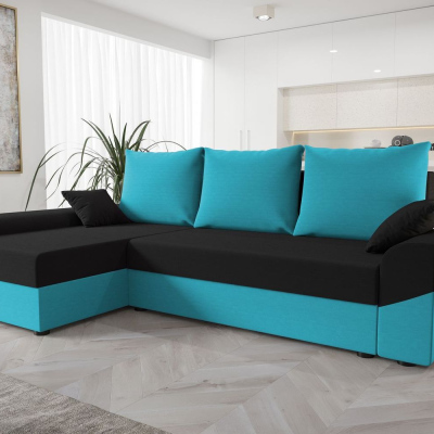 Elegantes Ecksofa DAGMAR – blau / schwarz