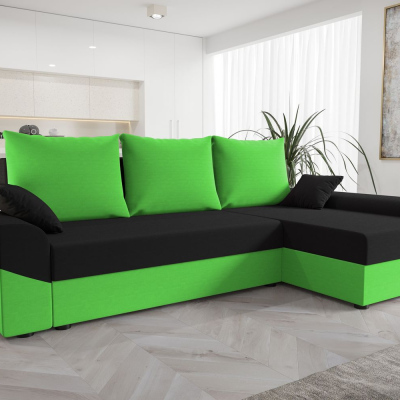 Elegantes Ecksofa DAGMAR – grün / schwarz