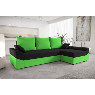 Elegantes Ecksofa DAGMAR – grün / schwarz