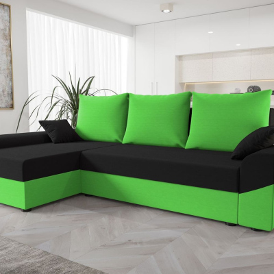 Elegantes Ecksofa DAGMAR – grün / schwarz