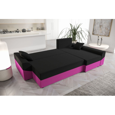 Elegantes Ecksofa DAGMAR – grün / schwarz