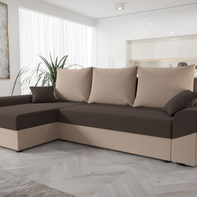 Elegantes Ecksofa DAGMAR – braun / dunkelbraun