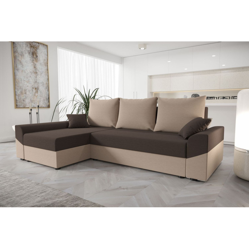 Elegantes Ecksofa DAGMAR – braun / dunkelbraun