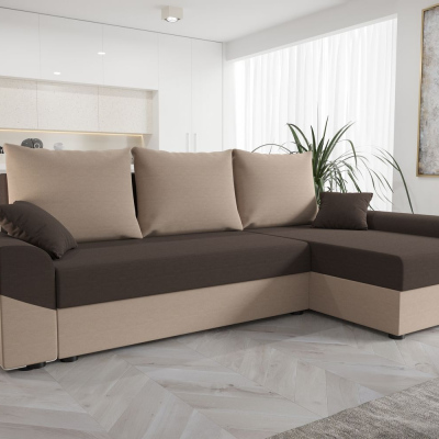 Elegantes Ecksofa DAGMAR – braun / dunkelbraun