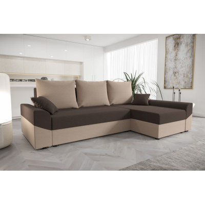 Elegantes Ecksofa DAGMAR – braun / dunkelbraun