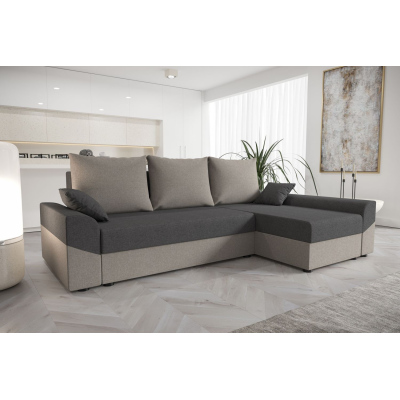 Elegantes Ecksofa DAGMAR – hellgrau / grau