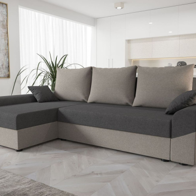 Elegantes Ecksofa DAGMAR – hellgrau / grau