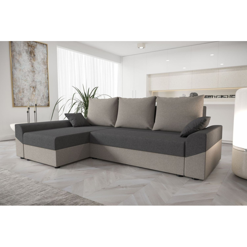 Elegantes Ecksofa DAGMAR – hellgrau / grau