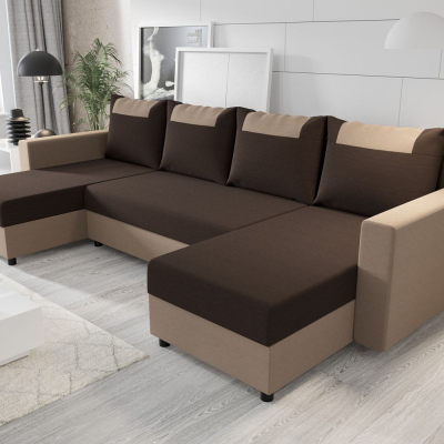 U-förmige Schlafcouch SANVI – Braun/Dunkelbraun