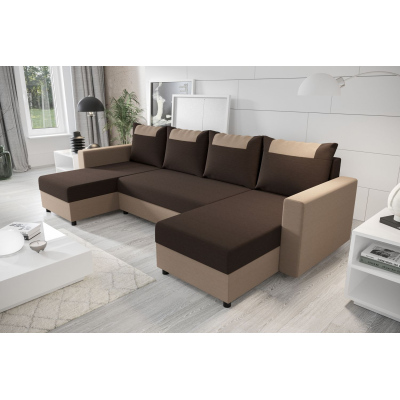 U-förmige Schlafcouch SANVI – Braun/Dunkelbraun