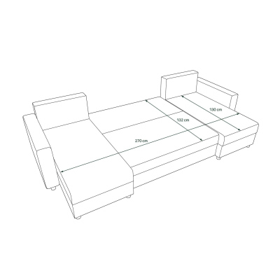 U-förmige Schlafcouch SANVI – Dunkelbraun/Braun