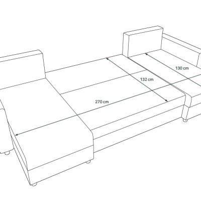 U-förmige Schlafcouch SANVI – Blau/Schwarz