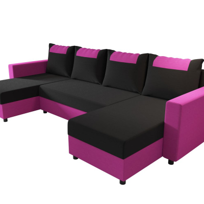 U-förmige Schlafcouch SANVI – Rosa/Schwarz