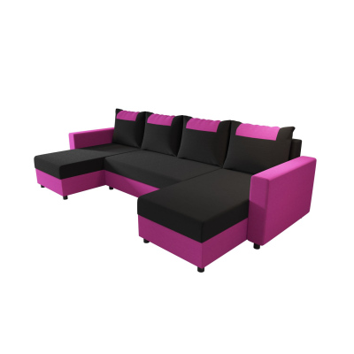 U-förmige Schlafcouch SANVI – Rosa/Schwarz