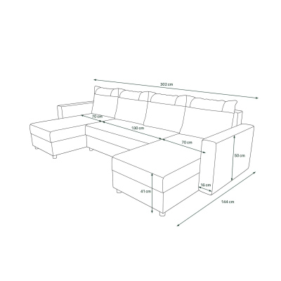 U-förmige Schlafcouch SANVI – Orange/Schwarz