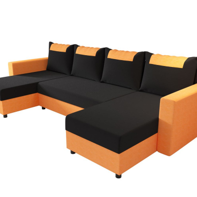 U-förmige Schlafcouch SANVI – Orange/Schwarz