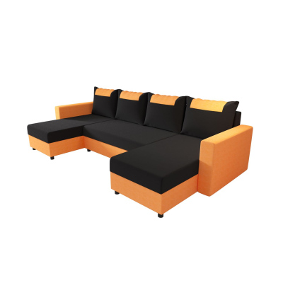 U-förmige Schlafcouch SANVI – Orange/Schwarz