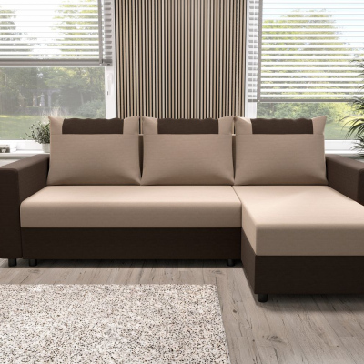 Ecksofa mit Armlehnen SANVI – Dunkelbraun/Braun