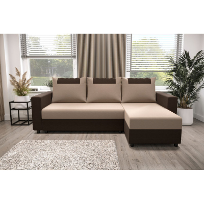 Ecksofa mit Armlehnen SANVI – Dunkelbraun/Braun