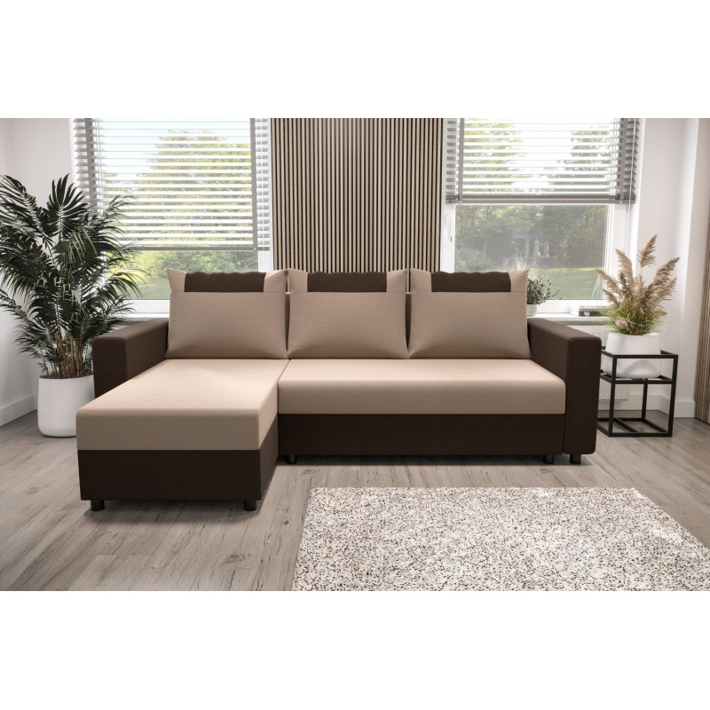 Ecksofa mit Armlehnen SANVI – Dunkelbraun/Braun