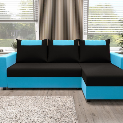 Ecksofa mit Armlehnen SANVI – Blau/Schwarz