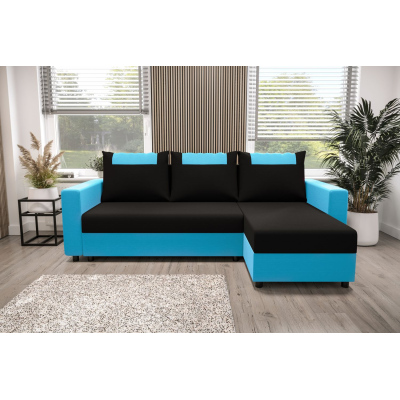 Ecksofa mit Armlehnen SANVI – Blau/Schwarz