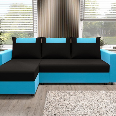 Ecksofa mit Armlehnen SANVI – Blau/Schwarz