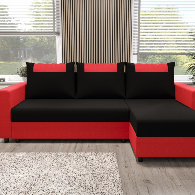 Ecksofa mit Armlehnen SANVI – Rot/Schwarz