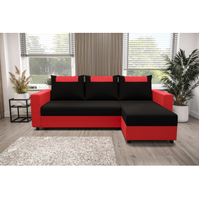 Ecksofa mit Armlehnen SANVI – Rot/Schwarz