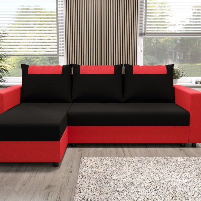 Ecksofa mit Armlehnen SANVI – Rot/Schwarz