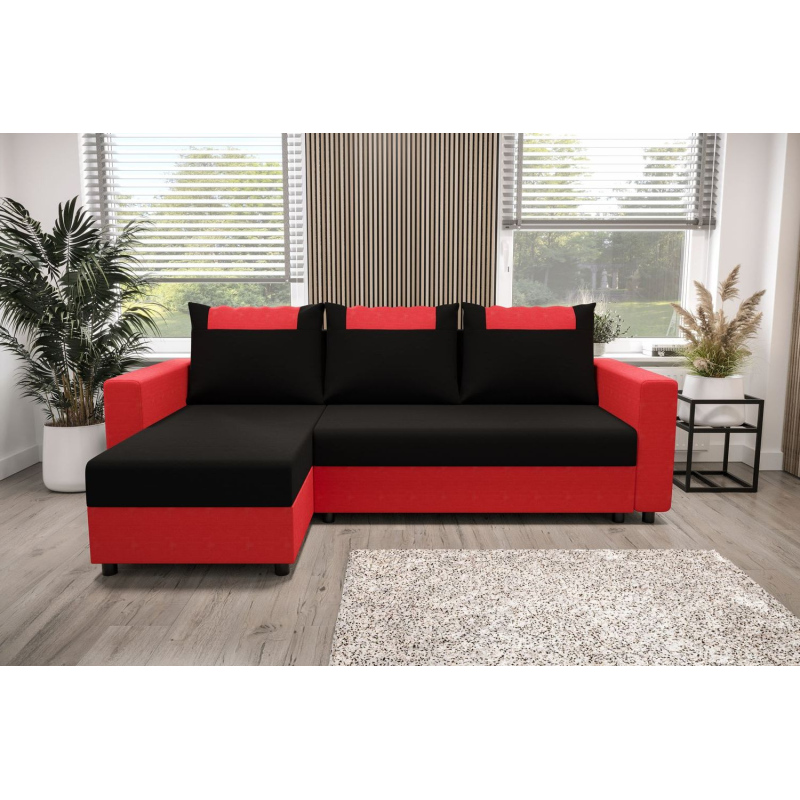 Ecksofa mit Armlehnen SANVI – Rot/Schwarz