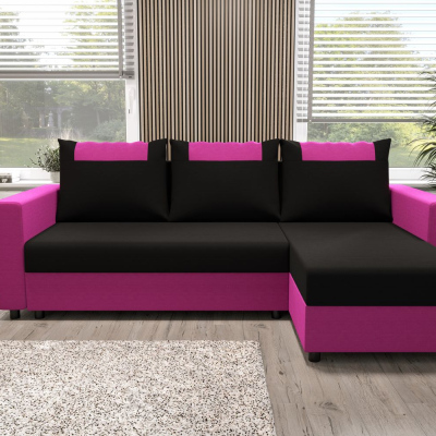 Ecksofa mit Armlehnen SANVI – Rosa/Schwarz