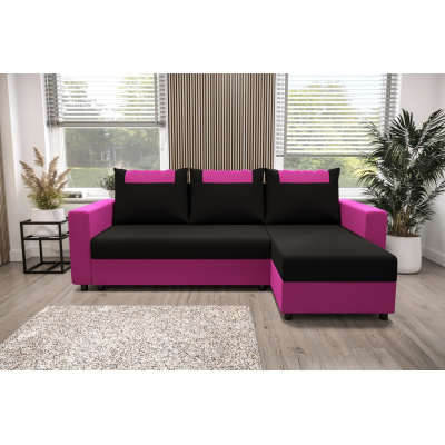 Ecksofa mit Armlehnen SANVI – Rosa/Schwarz