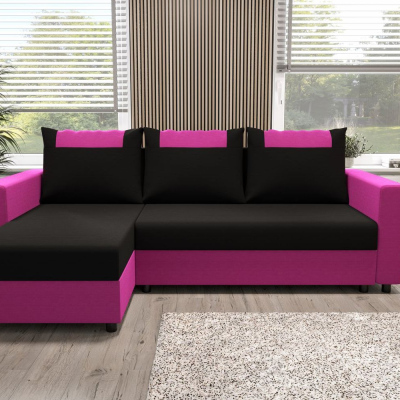 Ecksofa mit Armlehnen SANVI – Rosa/Schwarz