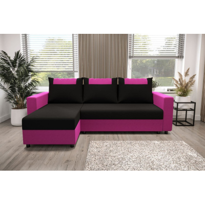 Ecksofa mit Armlehnen SANVI – Rosa/Schwarz